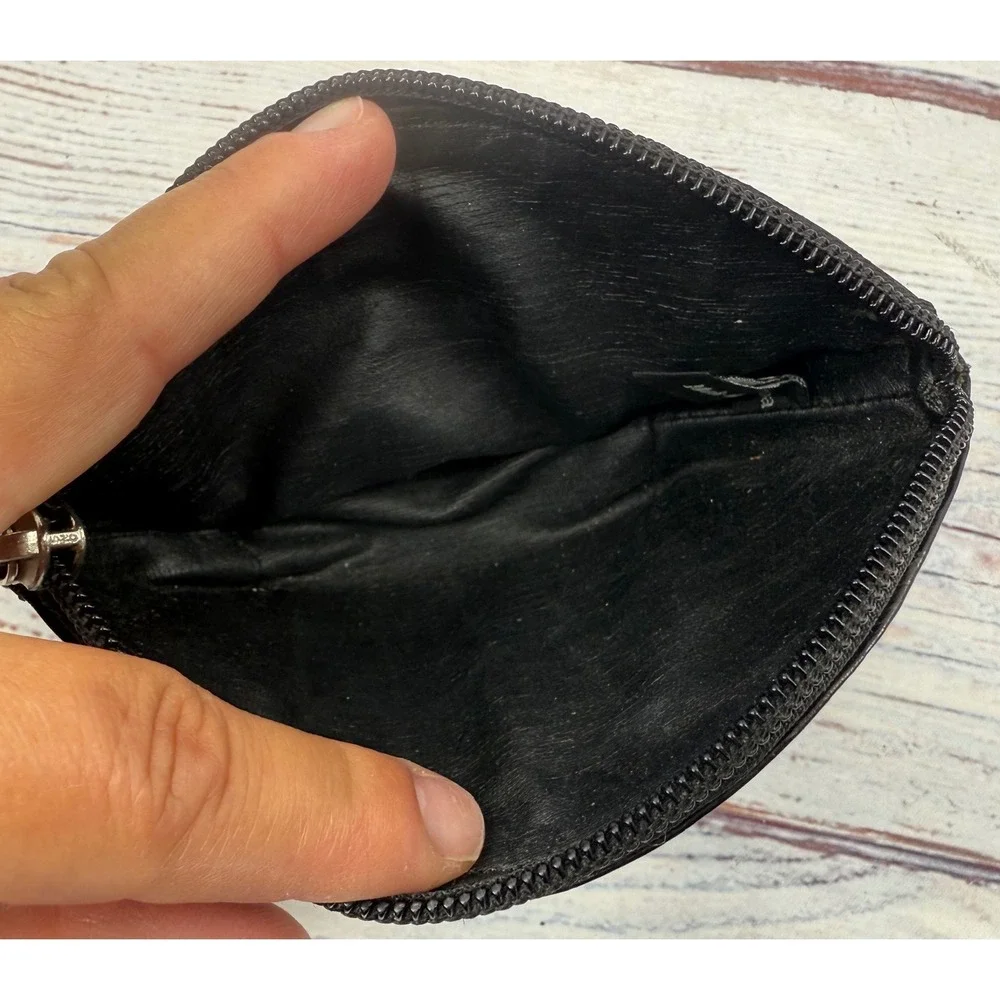 Brighton Black Croc Embossed Leather Heart Coin Purse Pouch Mini Bag